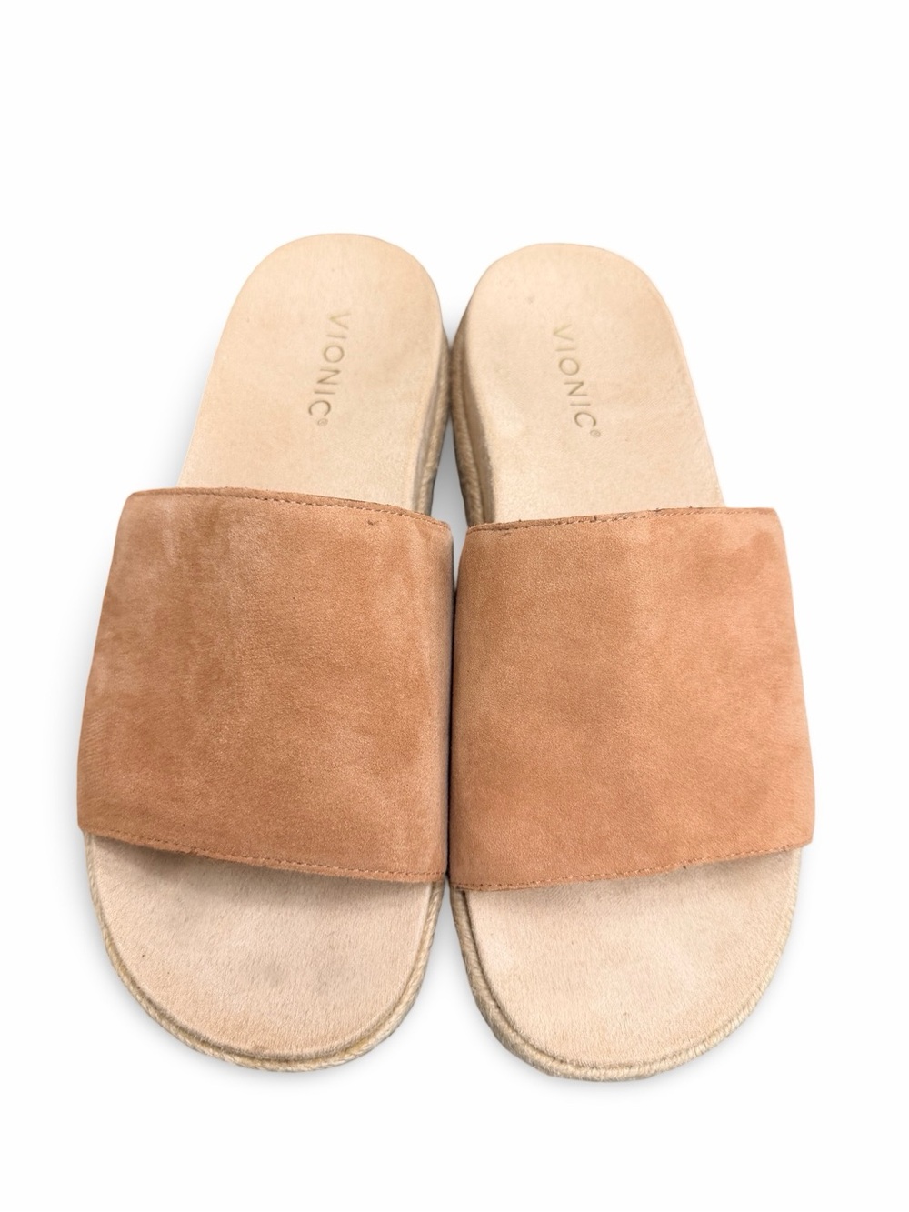 Vionic Yasmina Tan Suede Espadrille Platform Slide Sandals Women's Size 8 - Picture 2 of 6
